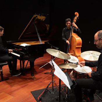 Massimo Pinca Trio (w/ Massimo Pinca -bass, Paolo Orlandi -drums), 2022 <em>Photo: Jay Louvion</em>